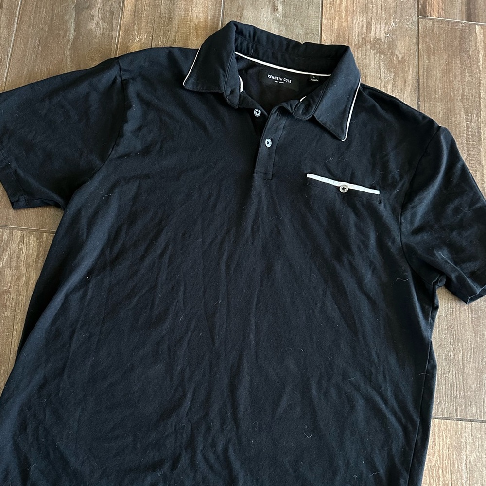 Kenneth Cole  Mens Black fitted Polo Large
